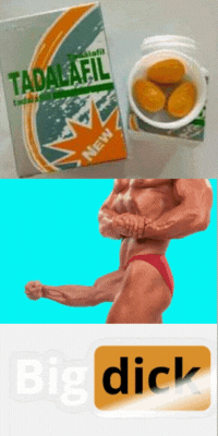 Tadalafil pills and a muscular man; Big Dick